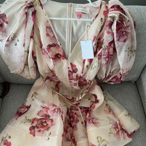 Authentic Zimmermann hide Tide Puff Sleeve Mini Dress